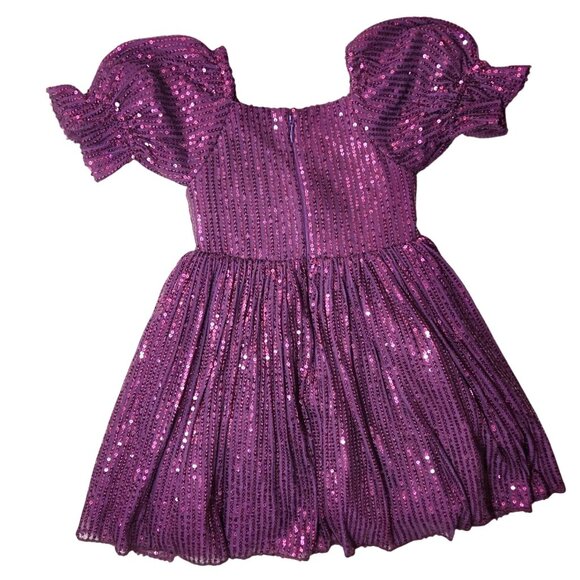 Ivy City Co Plum Purple Sequined Toddler Party Holiday Dress 12-18M Mommy and Me - Picture 3 of 8